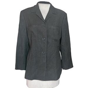 Anne Klein Dark Brown Wool Blend Blazer Jacket Size Small